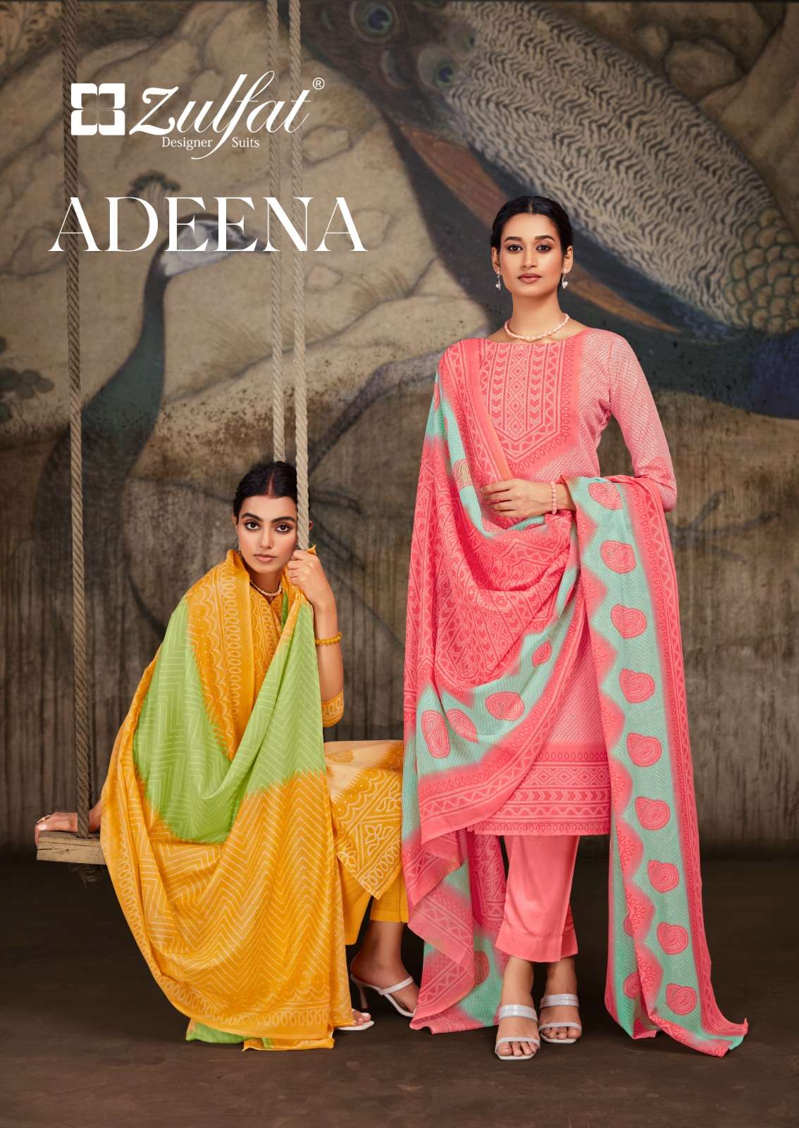 ADEENA BY ZULFAT 509-001 TO 509-008 SERIES COTTON PRINT WORK DRESSES