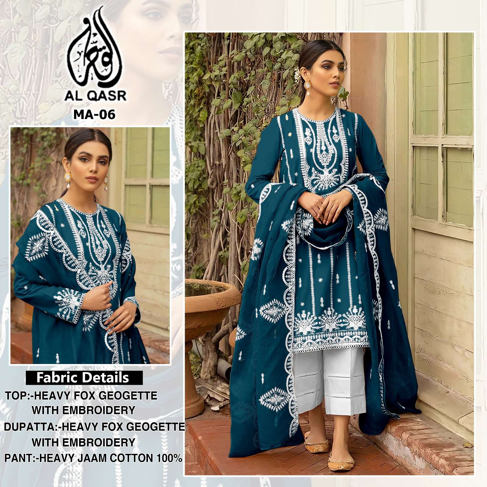 AL QASR M-06 COLOURS BY AQSAWHOLESALE FAUX GEORGETTE EMBROIDERY STITCHED DRESSES