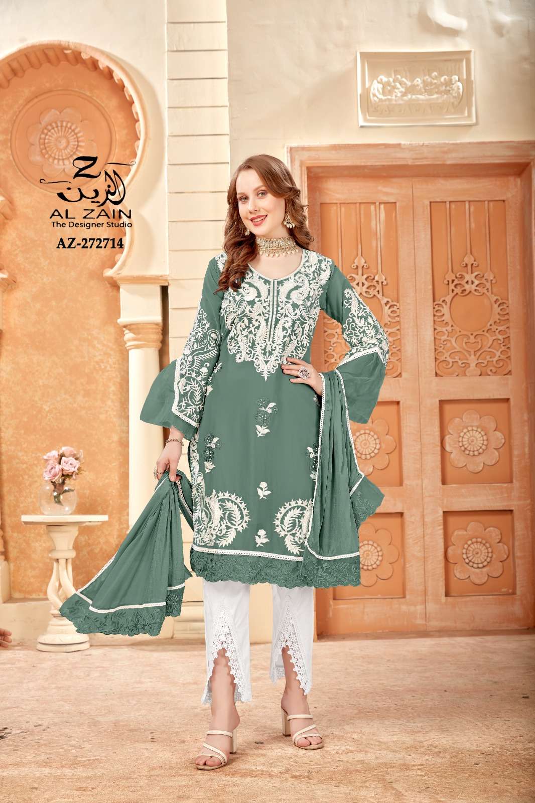 AL ZAIN 272714 VOL-2 BY AL ZAIN FAUX GEORGETTE EMBRODIERY STITCHED PAKISTANI DRESSES