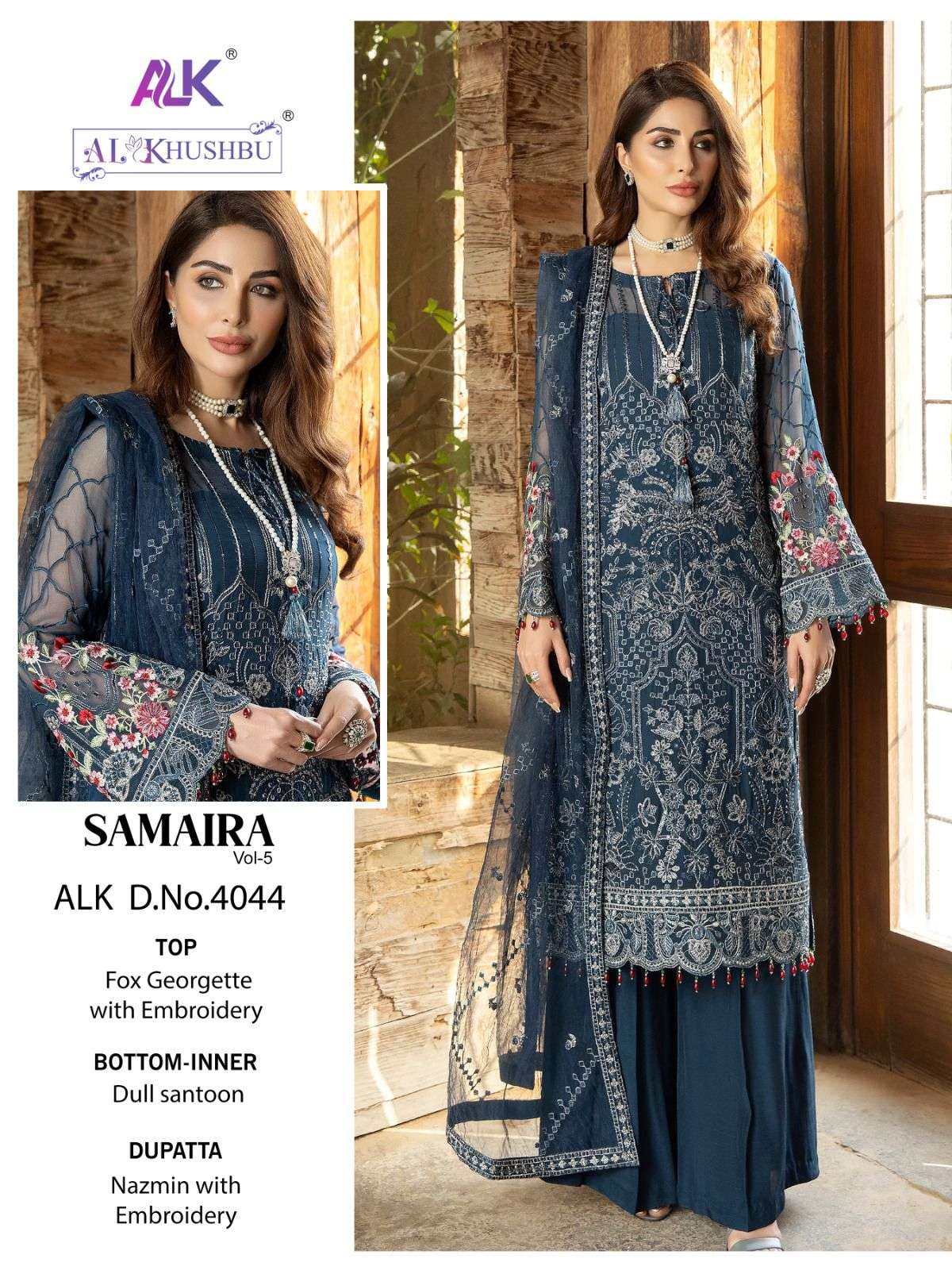 ALK 4044 HIT DESIGN BY AL KHUSHBU GEORGETTE EMBROIDERY PAKISTANI DRESS