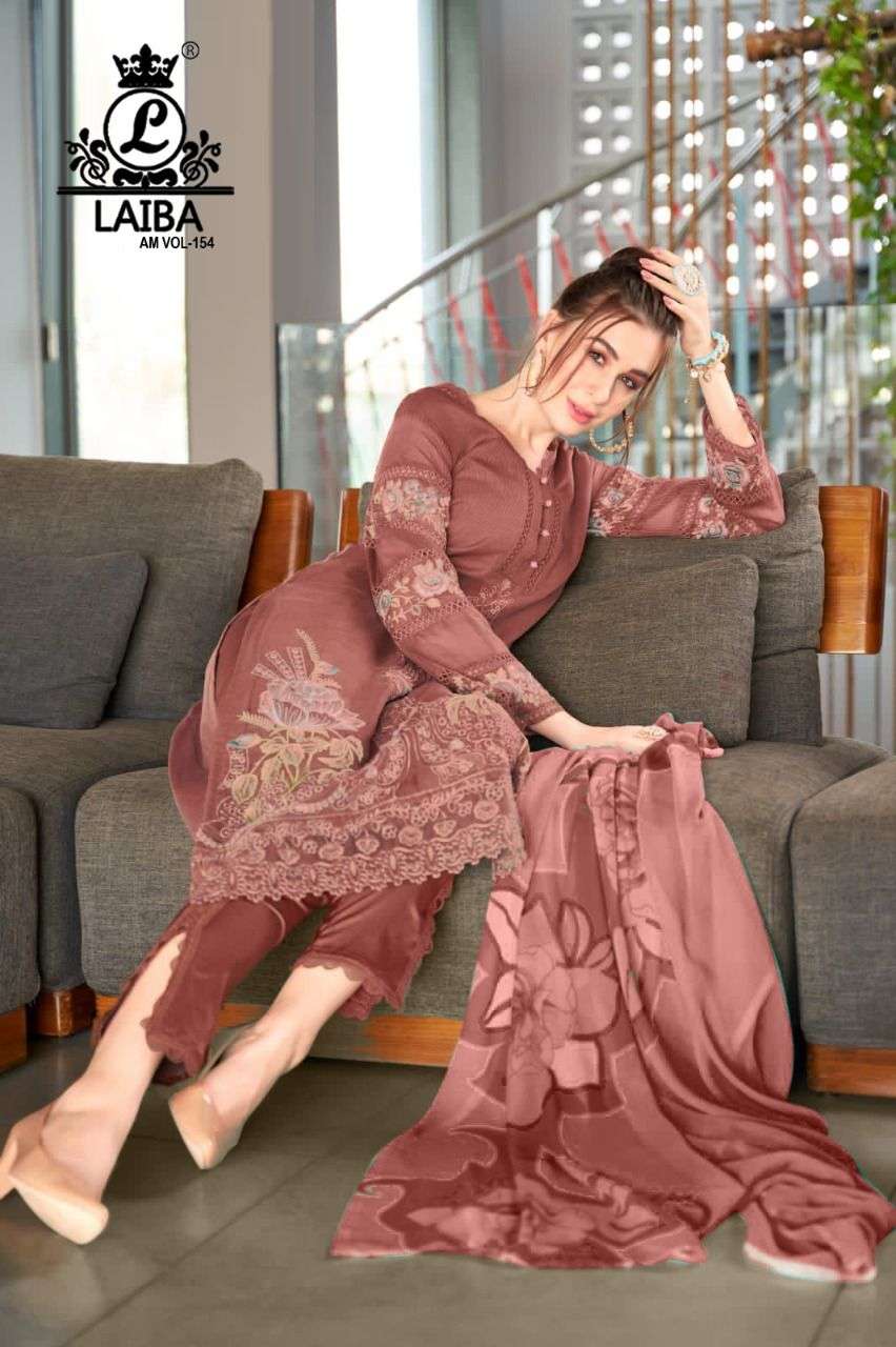 AM VOL-154 BY LAIBA PURE GEORGETTE EMBROIDERY STITCHED PAKISTANI DRESSES