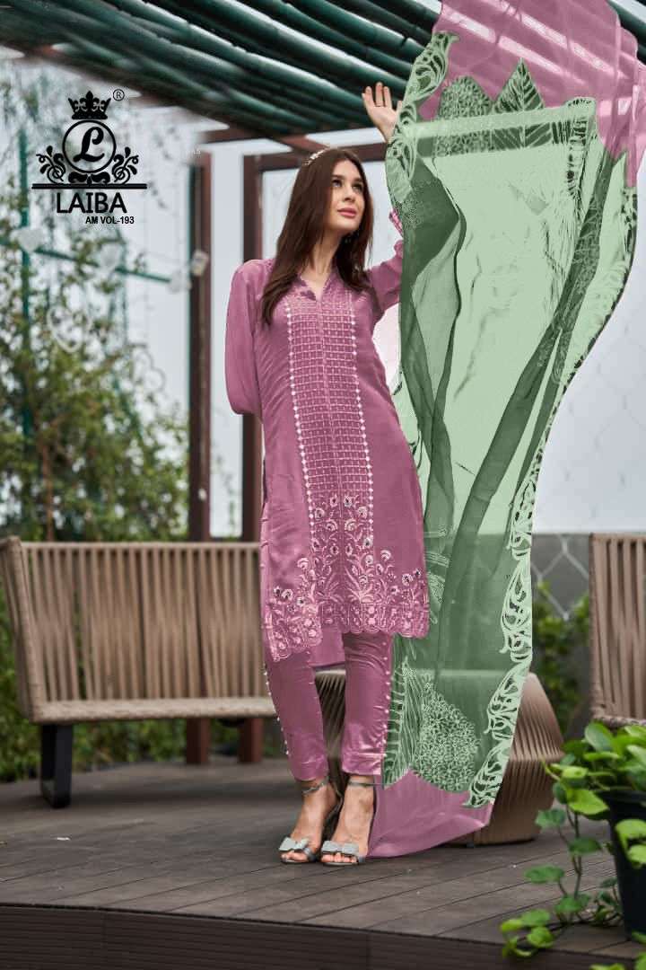 AM VOL-193 BY LAIBA PURE GEORGETTE EMBROIDERY STITCHED PAKISTANI DRESSES