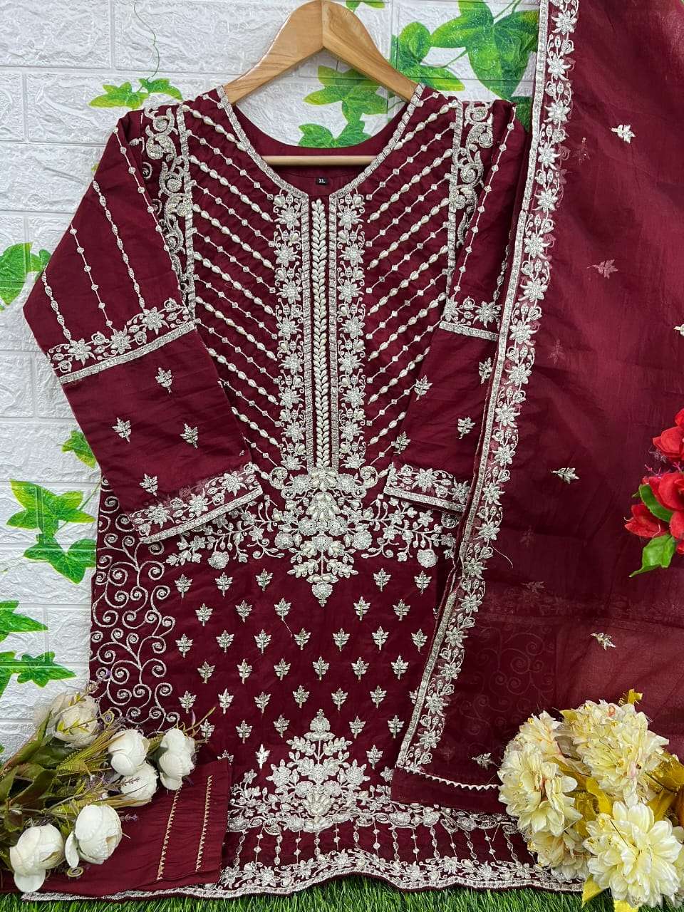 AMEBA.B 102 COLOURS BY AQSAWHOLESALE ORGANZA EMBROIDERY STITCHED PAKISTANI DRESSES