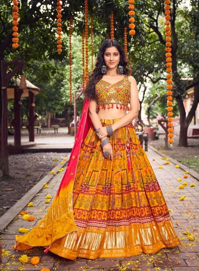 ANAARA G-101 TO 107 SERIES BY TATHASTU PURE GAJI SILK HEAVY WORK STITCHED LEHENGAS