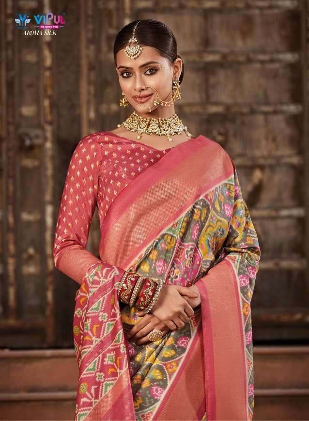 AROMA SILK BY VIPUL 62802 TO 62819 SERIES PATOLA SILK DESIGNER WEDDING WEAR SAREES