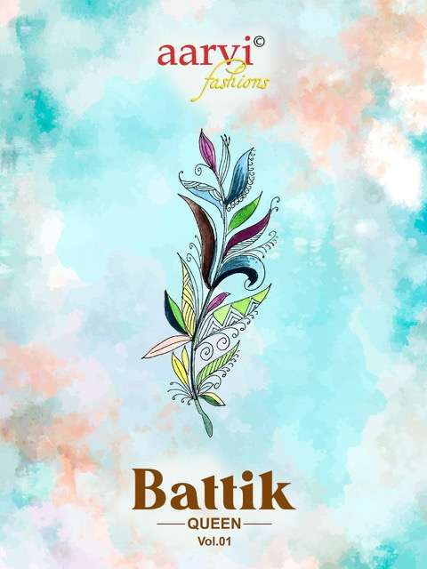 BATTIK QUEEN VOL-1 BY AARVI FASHION 7039 TO 7048 SERIES CAMBRIC COTTON BANDHANI DRESSES 