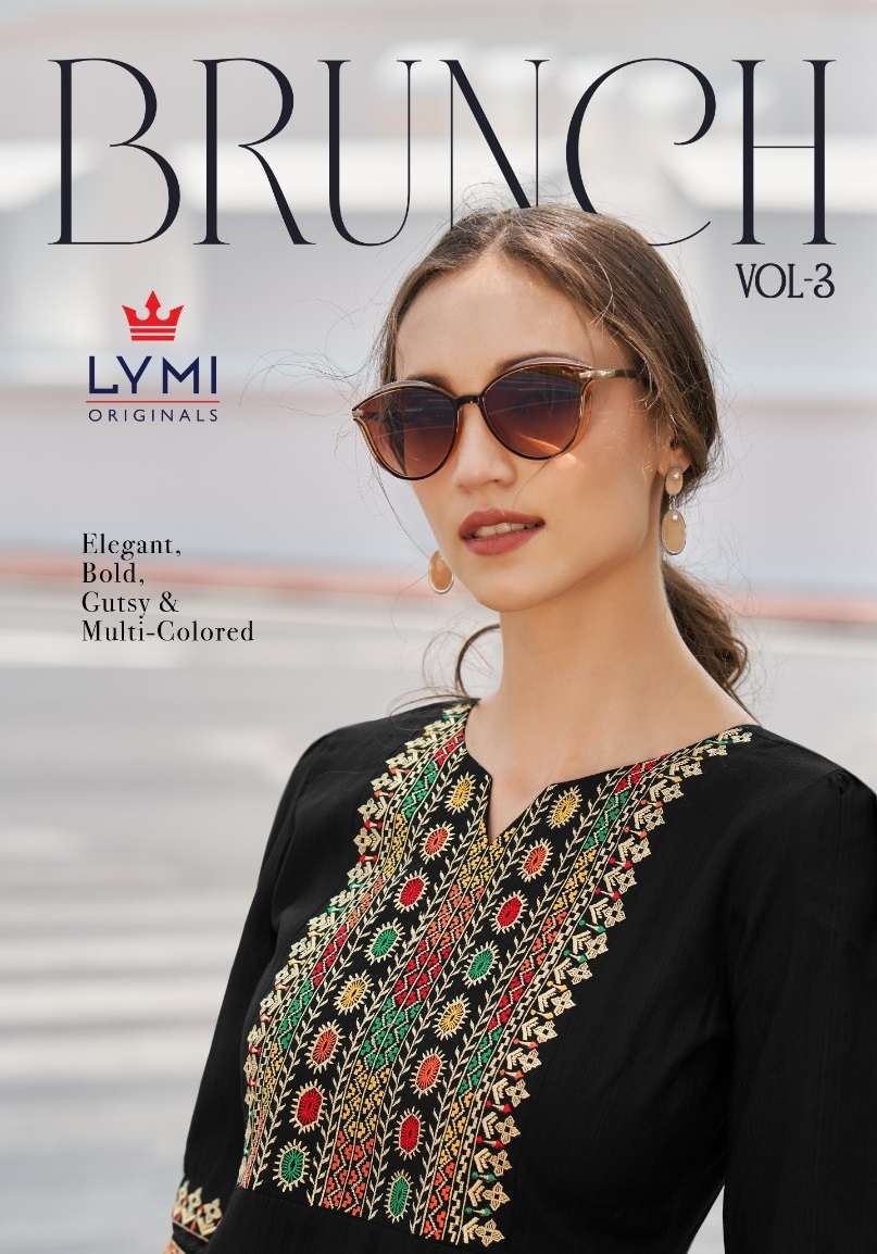 BRUNCH VOL-3 BY LYMI 1001 TO 1004 SERIES VISCOSE EMBRODIERY SCHIFFLI WORK TOPS