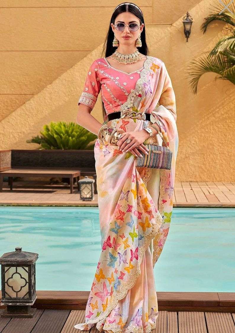 BT-1177 HIT DESIGN BY AQSAWHOLESALE GEORGETTE EMBROIDERY SEQUENCE WORK SAREE