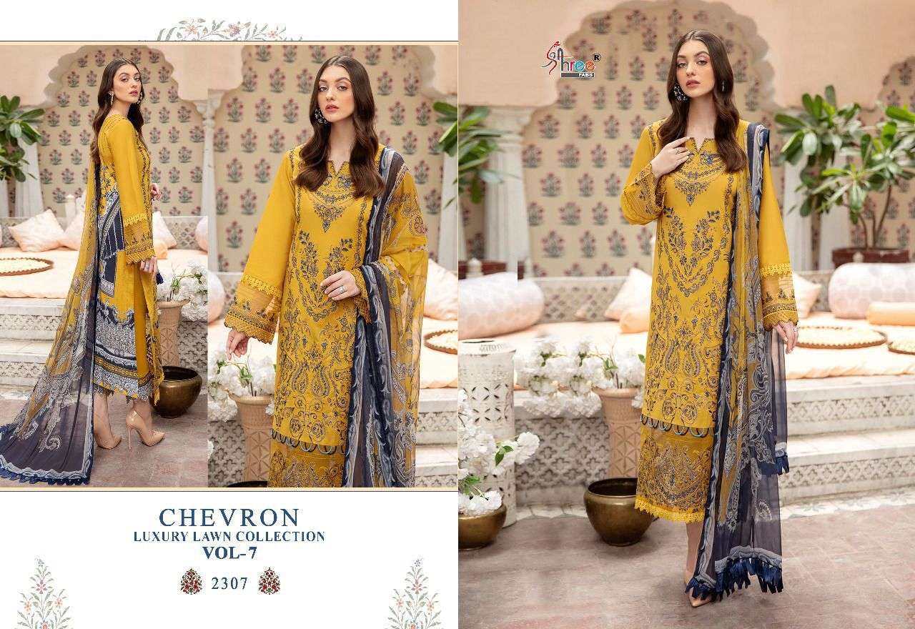 CHEVRON 2307 HIT DESIGN BY SHREE FABS PURE LAWN EMBROIDERY PAKISTANI DRESS