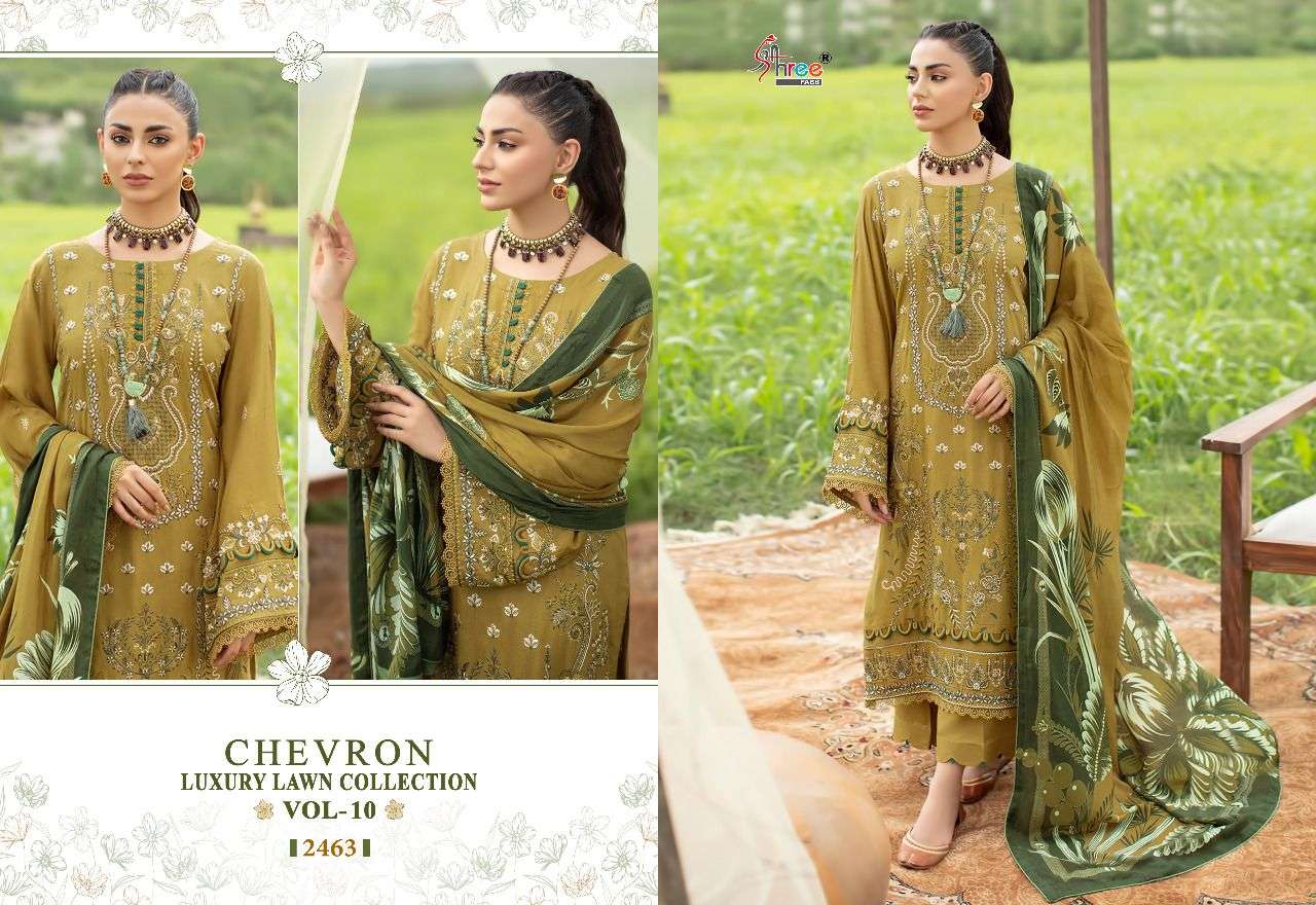 CHEVRON 2463 HIT DESIGN BY SHREE FABS PURE COTTON EMBROIDERY PAKISTANI DRESS