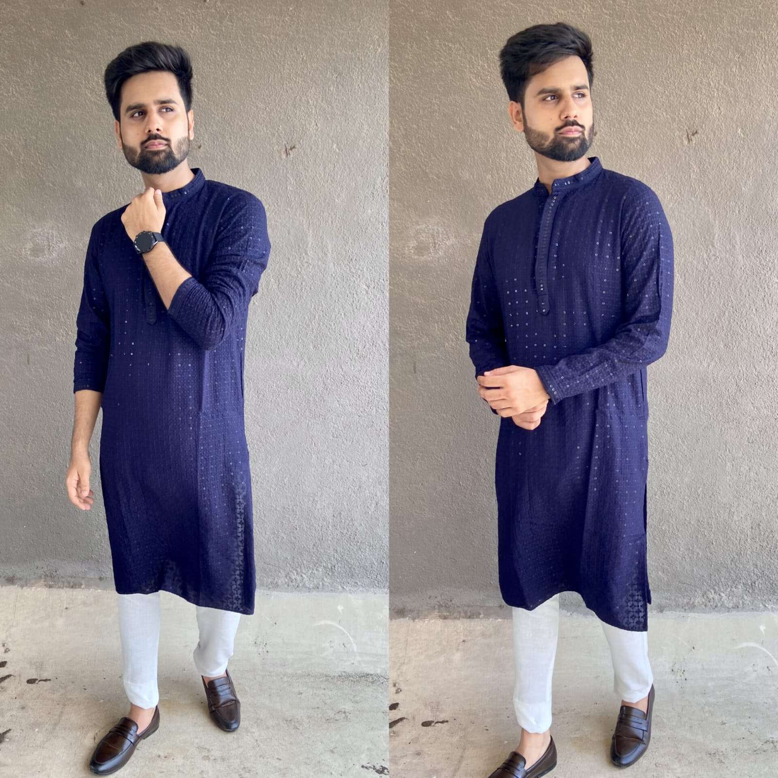 CHIKAN KURTA VOL-1 BY AQSAWHOLESALE RAYON CHIKAN WORK MENS KURTA PAJAMAS