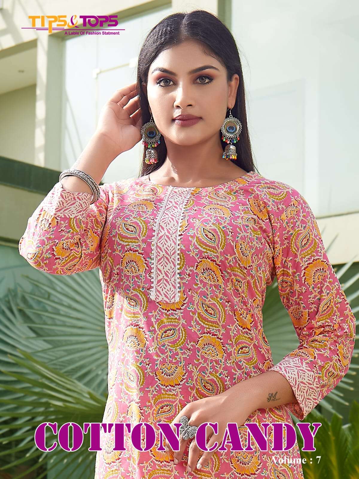 COTTON CANDY VOL-7 BY TIPS AND TOPS 701 TO 706 SERIES COTTON PRINT KURTI AND PANTS