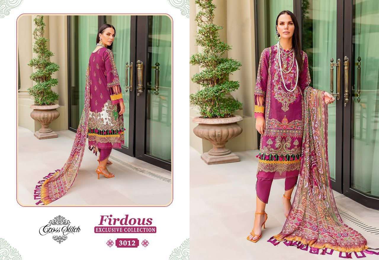 CROSS STITCH FIRDOUS HITS BY AQSAWHOLESALE COTTON PRINT EMBROIDERY PAKISTANI DRESSES