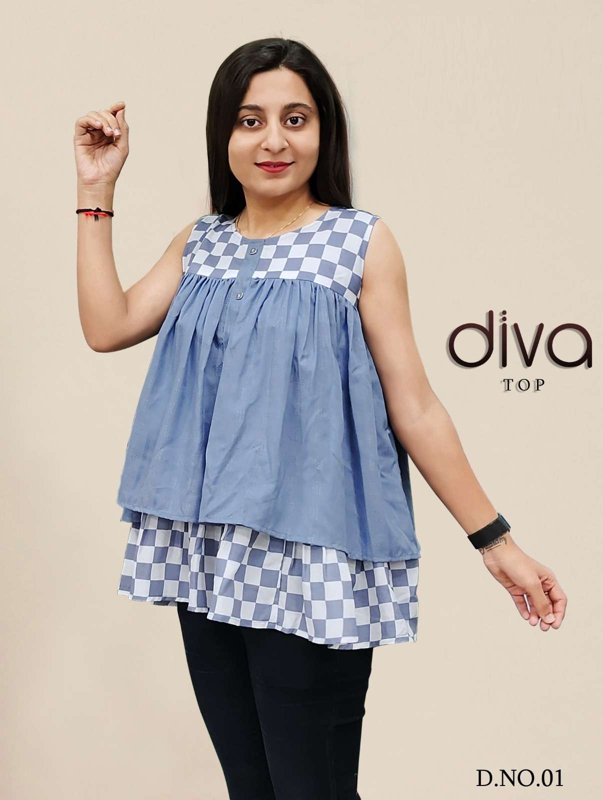 DIVA TOP BY AQSAWHOLESALE SOUTH COTTON FANCY WORK TOPS