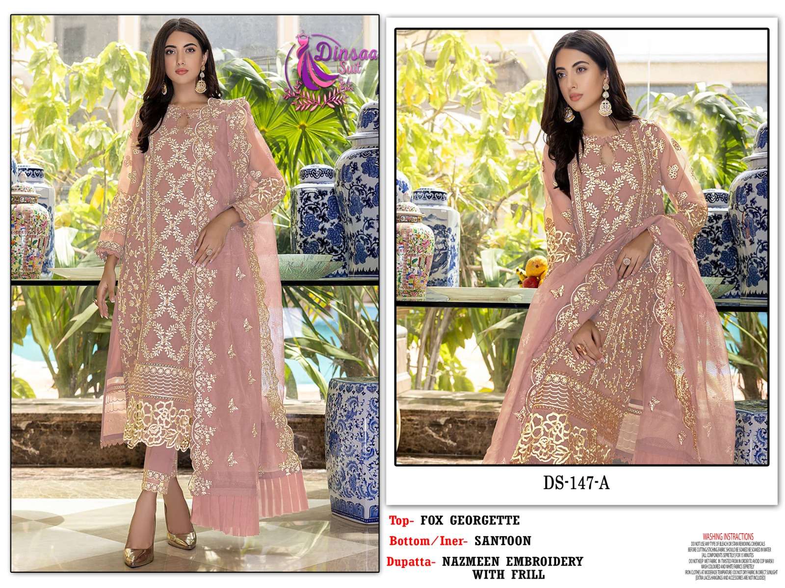 DS-147 COLOURS BY DINSAA SUIT 147-A TO 147-D SERIES FAUX GEORGETTE WORK PAKISTANI DRESSES