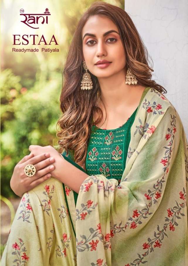 ESTAA BY RANI 11001 TO 11006 SERIES RAYON FANCY PRINT WORK STITCHED DRESSES