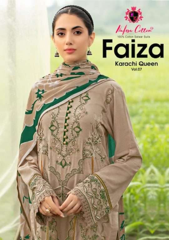 FAIZA KARACHI QUEEN VOL-7 BY NAFISA COTTON 7001 TO 7006 SERIES COTTON PRINT PAKISTANI DRESSES