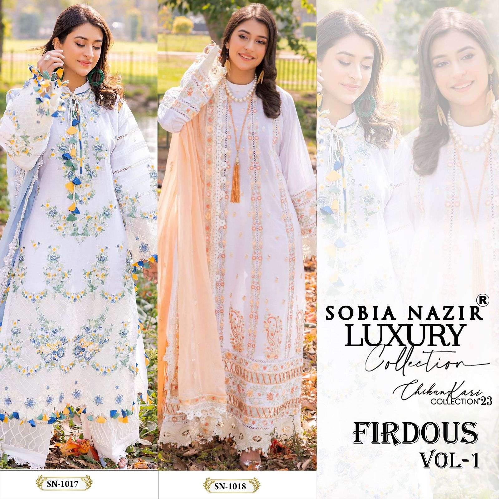 FIRDOUS VOL-1 BY SOBIA NAZIR LAWN COTTON EMBROIDERY PAKISTANI DRESSES