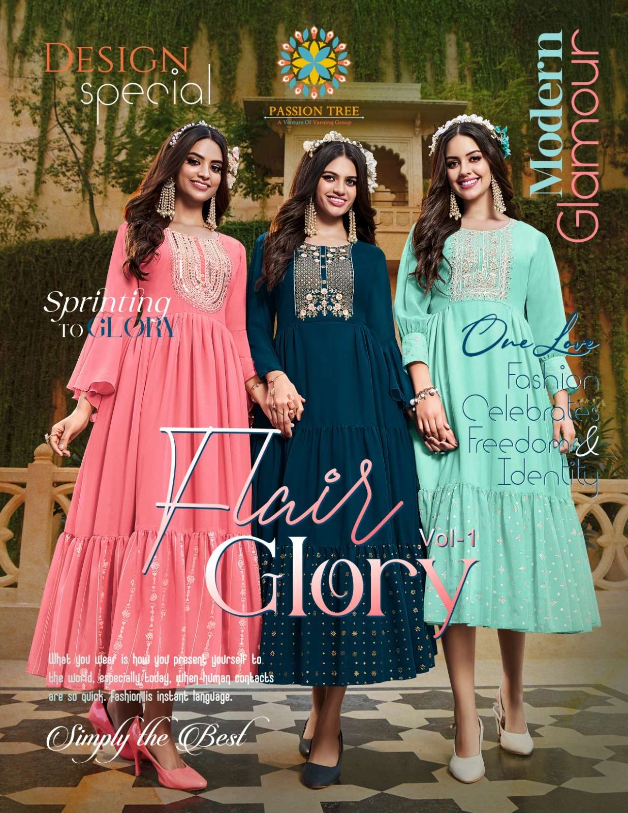 FLAIR GLORY VOL-1 BY PASSION TREE 1001 TO 1008 SERIES GEORGETTE EMBRODIERY GOWNS