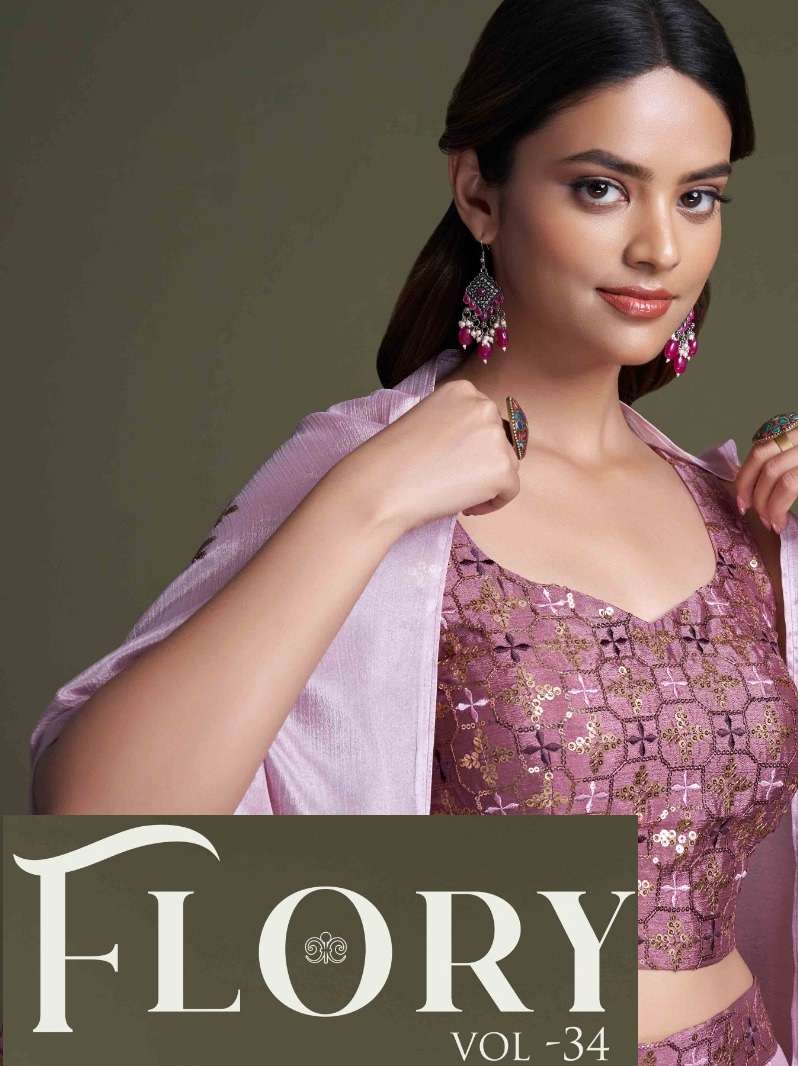 FLORY VOL-34 BY SHUBHKALA 4901 TO 4907 SERIES GEORGETTE SHRUG PALAZZO SETS