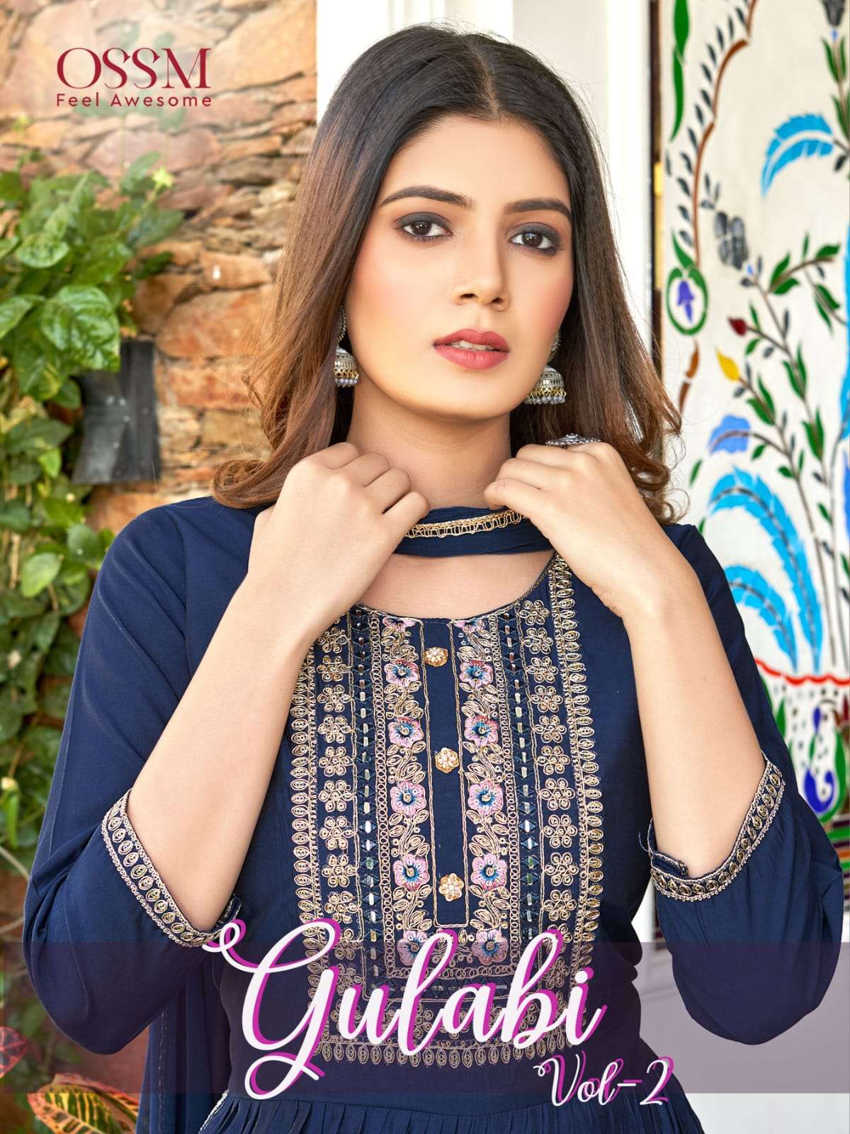 GULABI VOL-2 BY OSSM 1001 TO 1006 SERIES PREMIUM VISCOSE SILK WORK STITCHED DRESSES