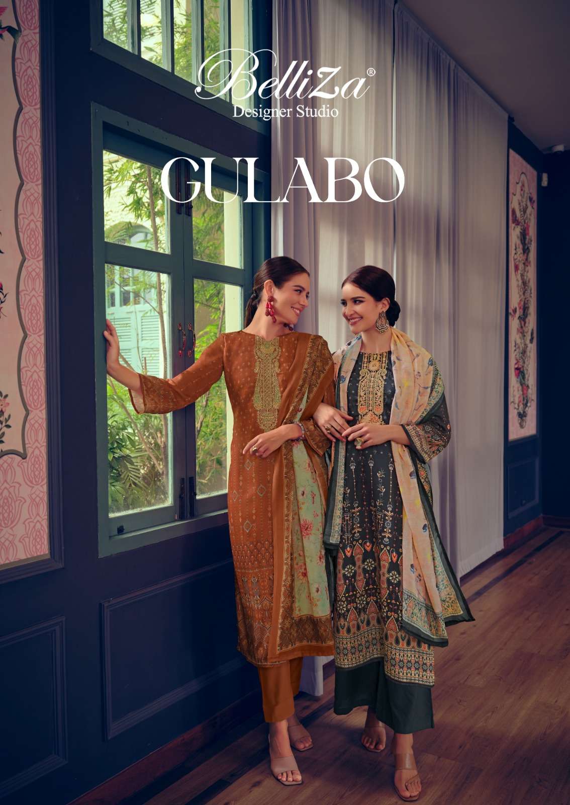 GULABO BY BELLIZA 789-001 TO 789-006 SERIES PURE JAM COTTON EMBROIDERY DRESSES