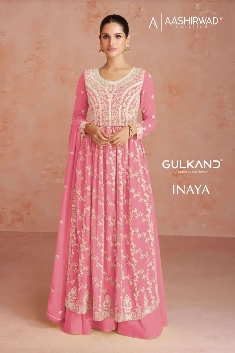 GULKAND INAYA BY AASHIRWAD CREATION 9622 TO 9625 SERIES GEORGETTE WORK STITCHED DRESSES