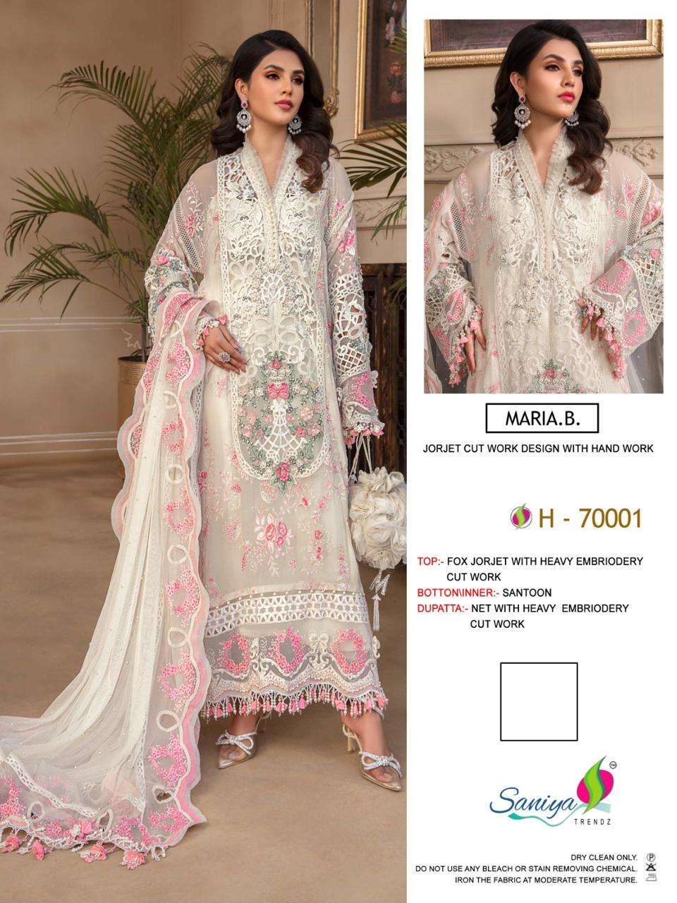 H-70001 HIT DESIGN BY SANIYA TRENDZ FAUX GEORGETTE WORK PAKISTANI DRESS