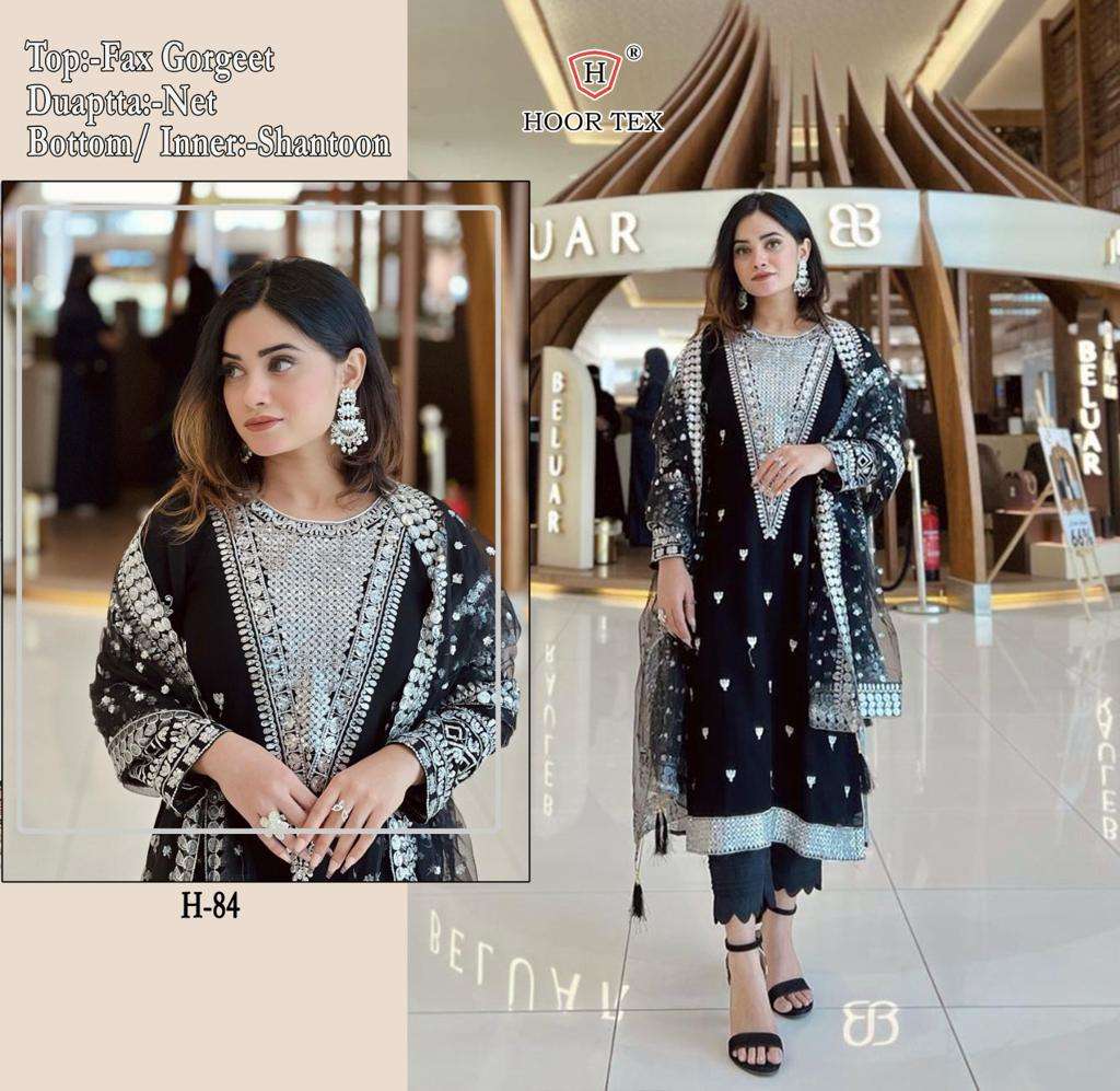 H-84 HIT DESIGN BY HOOR TEX FAUX GEORGETTE EMBROIDERY PAKISTANI DRESS