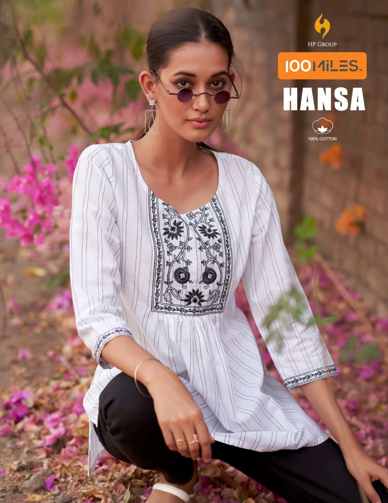 HANSA BY 100 MILES 01 TO 04 SERIES PURE COTTON EMBROIDERY WORK TOPS