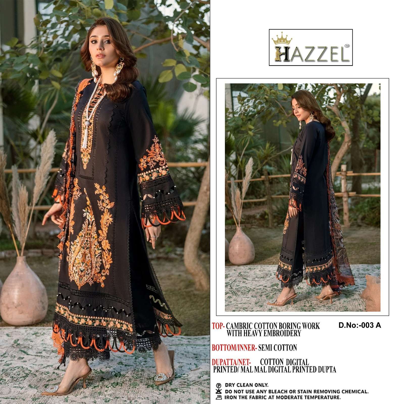 HAZZEL M-003 NX BY AQSAWHOLESALE CAMBRIC COTTON EMBRODIERY PAKISTANI DRESSES