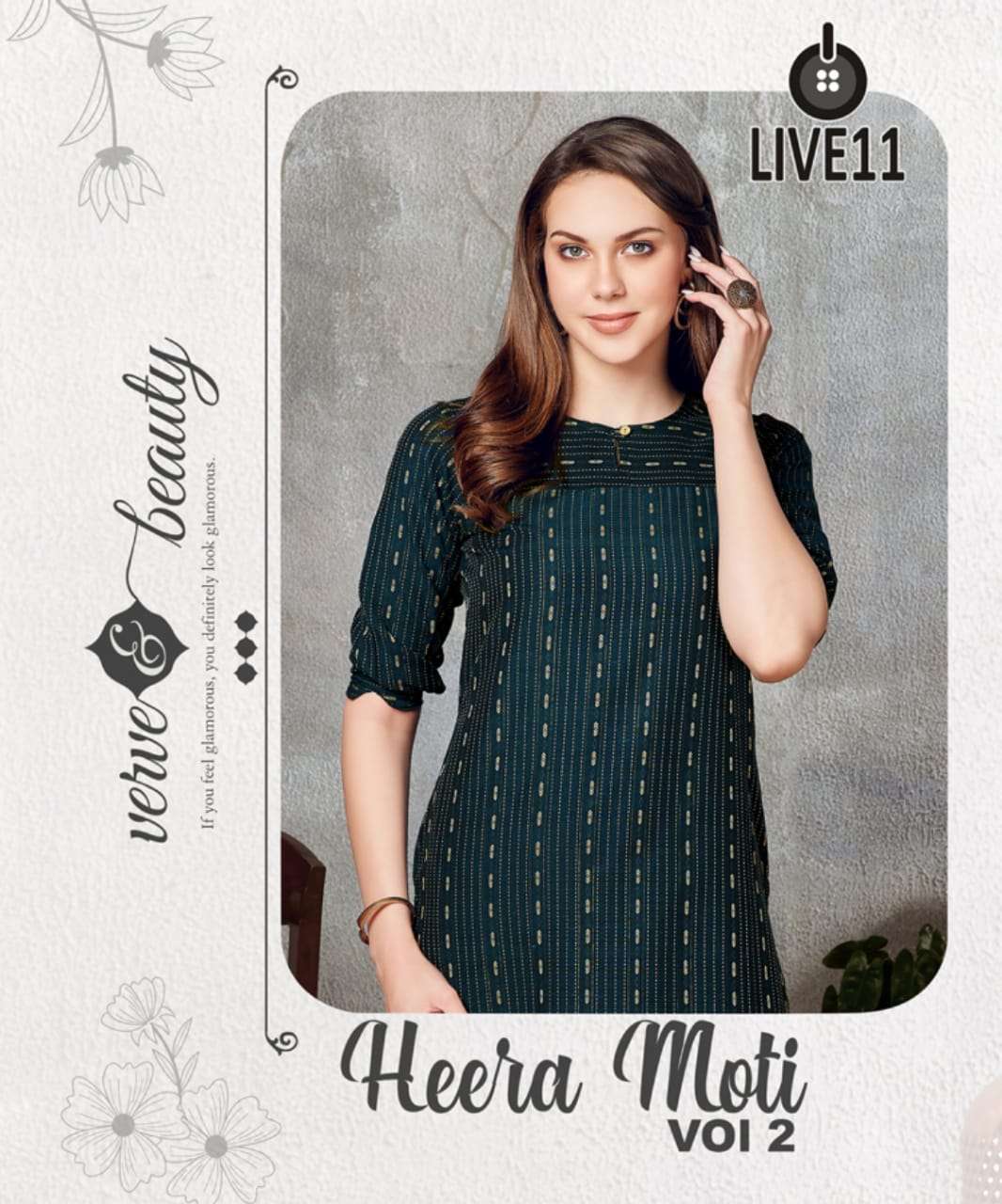 HEERA MOTI VOL-2 BY LIVE11 825 TO 832 SERIES DOBBY COTTON PRINT SHORT KURTIS