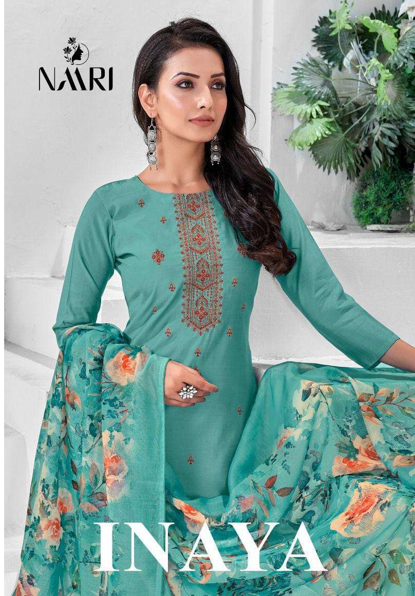 INAYA BY NAARI 9401 TO 9404 SERIES PURE SILK WORK DRESSES