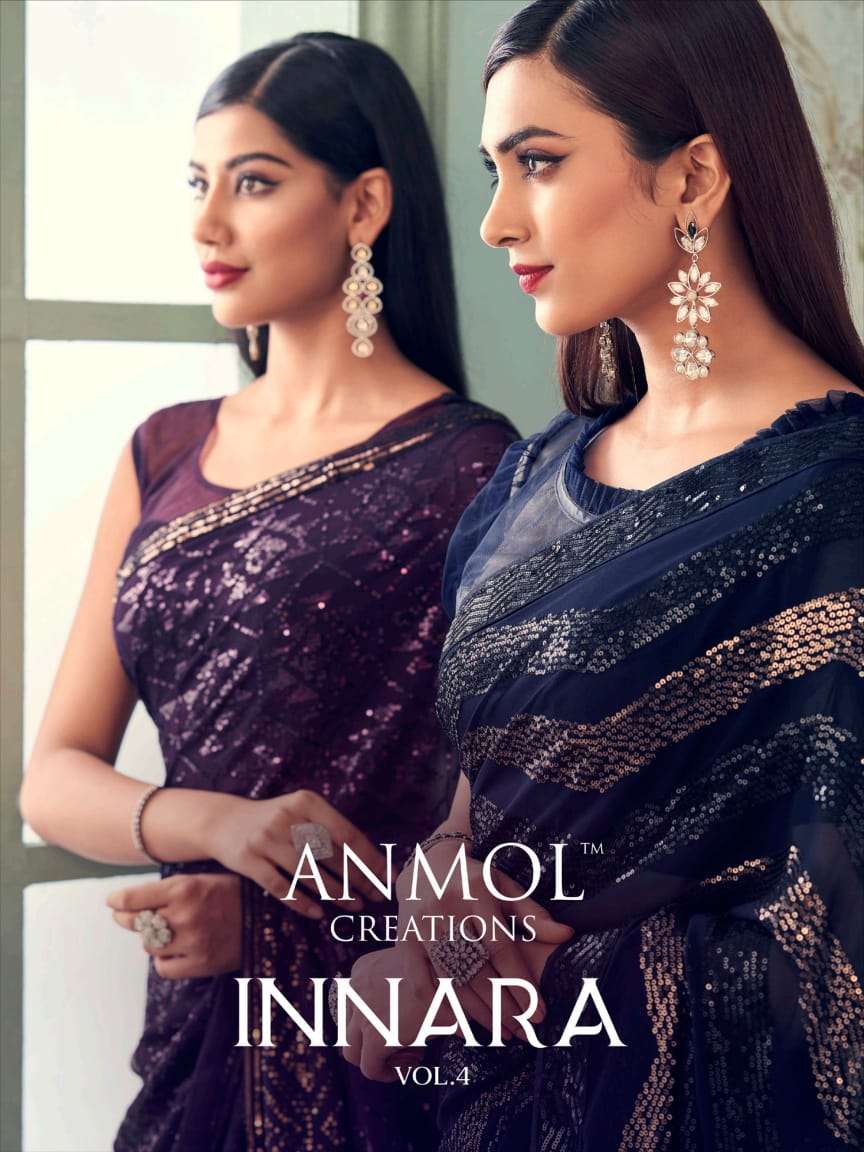 INNARA VOL-4 BY ANMOL CREATION 2401 TO 2414 SERIES GEORGETTE HEAVY WORK SAREES