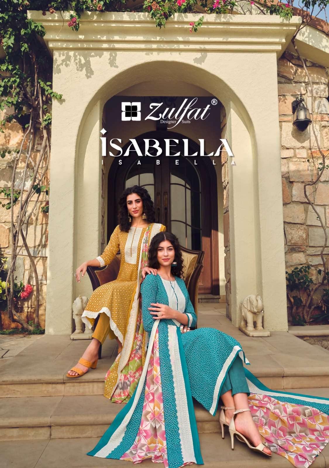 ISABELLA BY ZULFAT 510-001 TO 510-008 SERIES PURE COTTON DESIGNER PRINT DRESSES