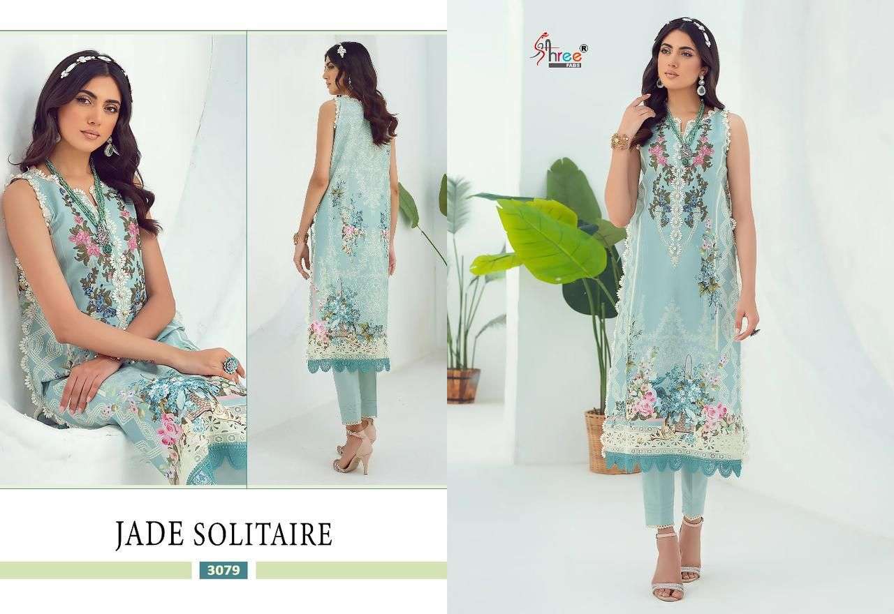 JADE SOLITAIRE 3079 BY SHREE FABS PURE COTTON EMBRODIERY PAKISTANI DRESS