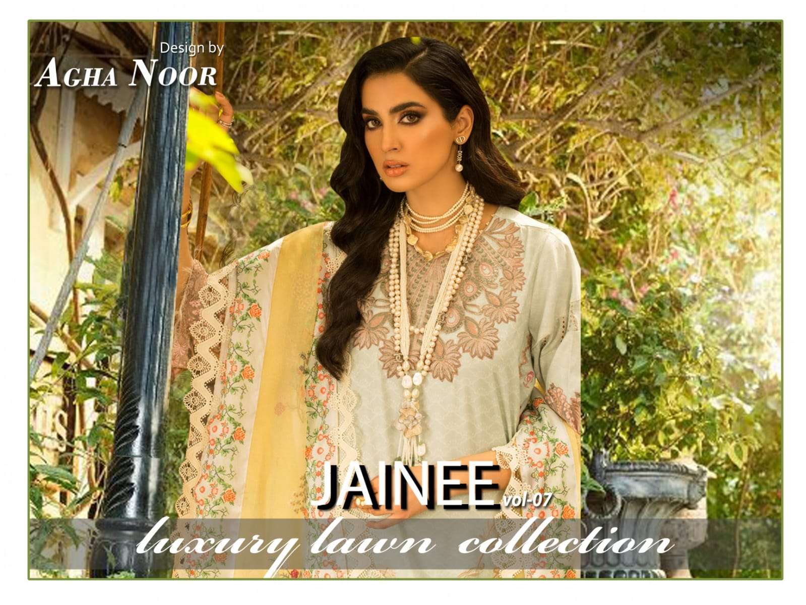 JAINEE VOL-7 BY AGHA NOOR 7001 TO 7006 SERIES LAWN COTTON PRINT PAKISTANI DRESSES