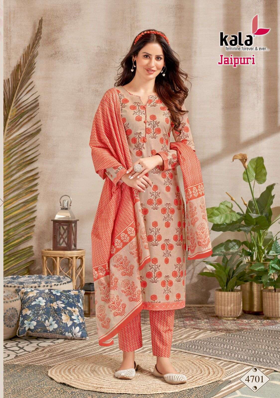 JAIPURI VOL-2 BY KALA 4701 TO 4712 SERIES PURE COTTON PRINT DRESSES