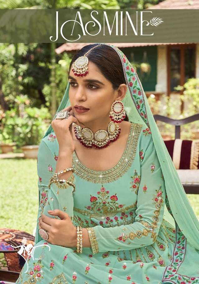 JASMINE BY RADHA TRENDZ 941 TO 944 SERIES GEORGETTE EMBROIDERY SHARARA SUITS