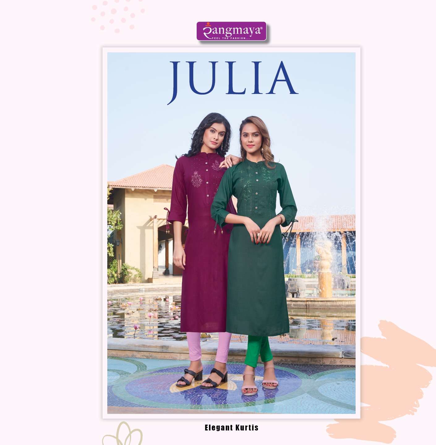 JULIA BY RANGMAYA 101 TO 108 SERIES RAYON SLUB EMBROIDERY KURTIS