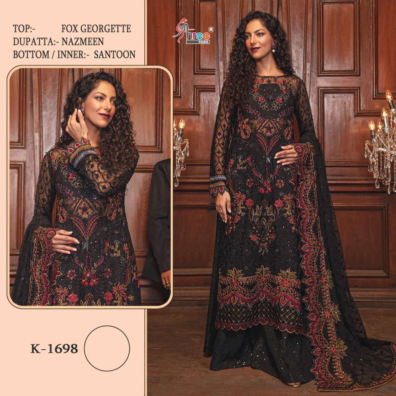 K-1698 HIT DESIGN BY SHREE FABS FAUX GEORGETTE EMBROIDERY PAKISTANI DRESS