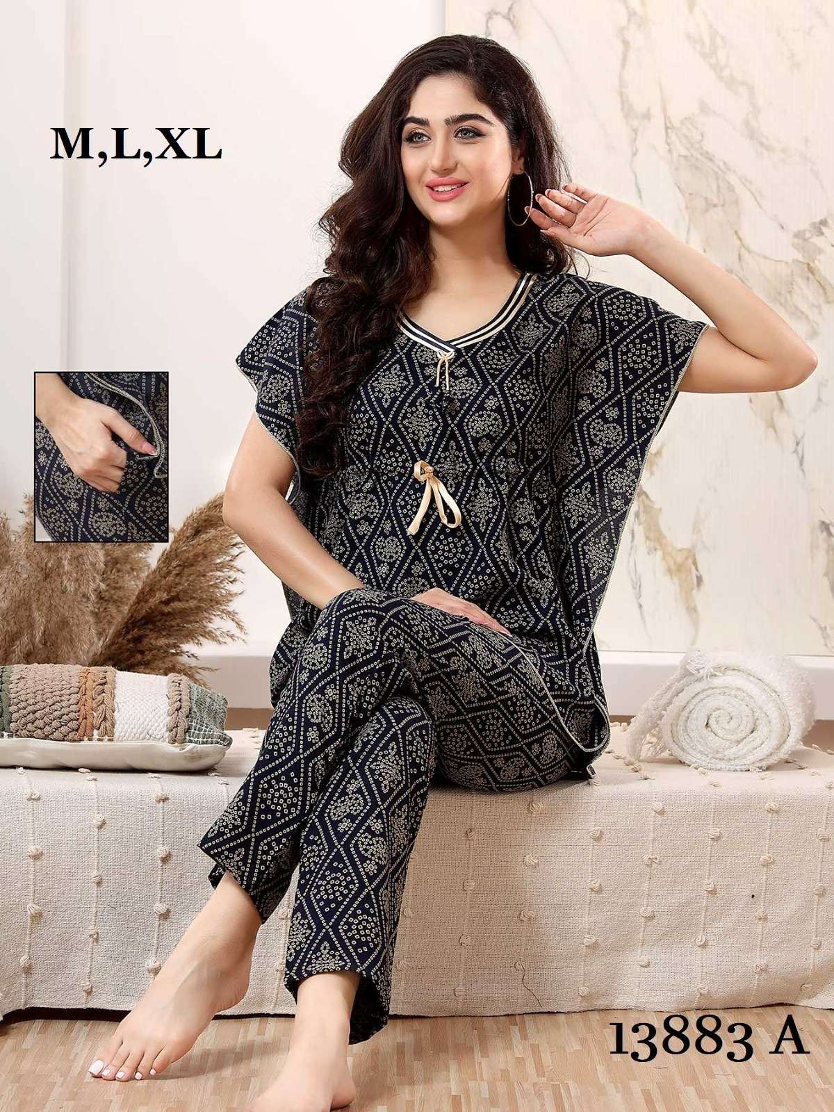 KAFTAN NIGHTSUIT VOL-4 BY AQSAWHOLESALE HEAVY RAYON PRINT NIGHT SUITS