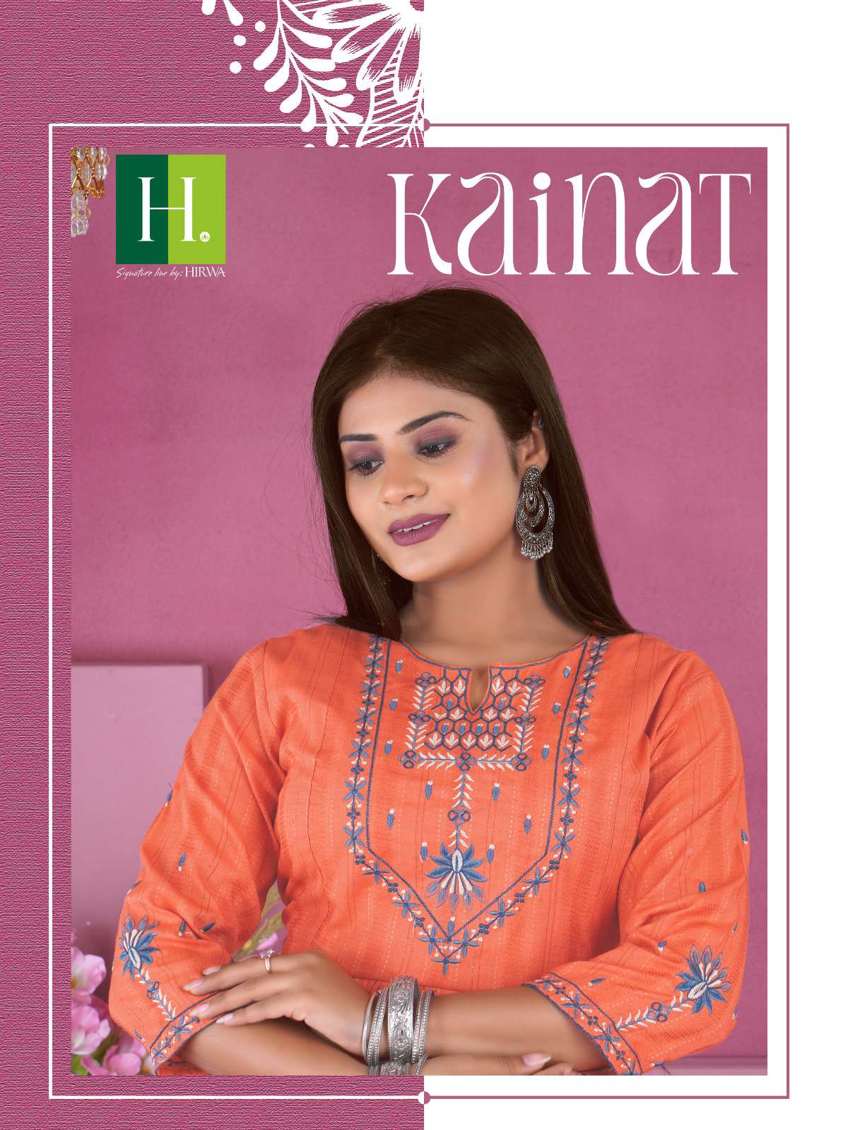 KAINAT BY H DOT 01 TO 05 SERIES VISCOSE RAYON EMBROIDERY KURTIS