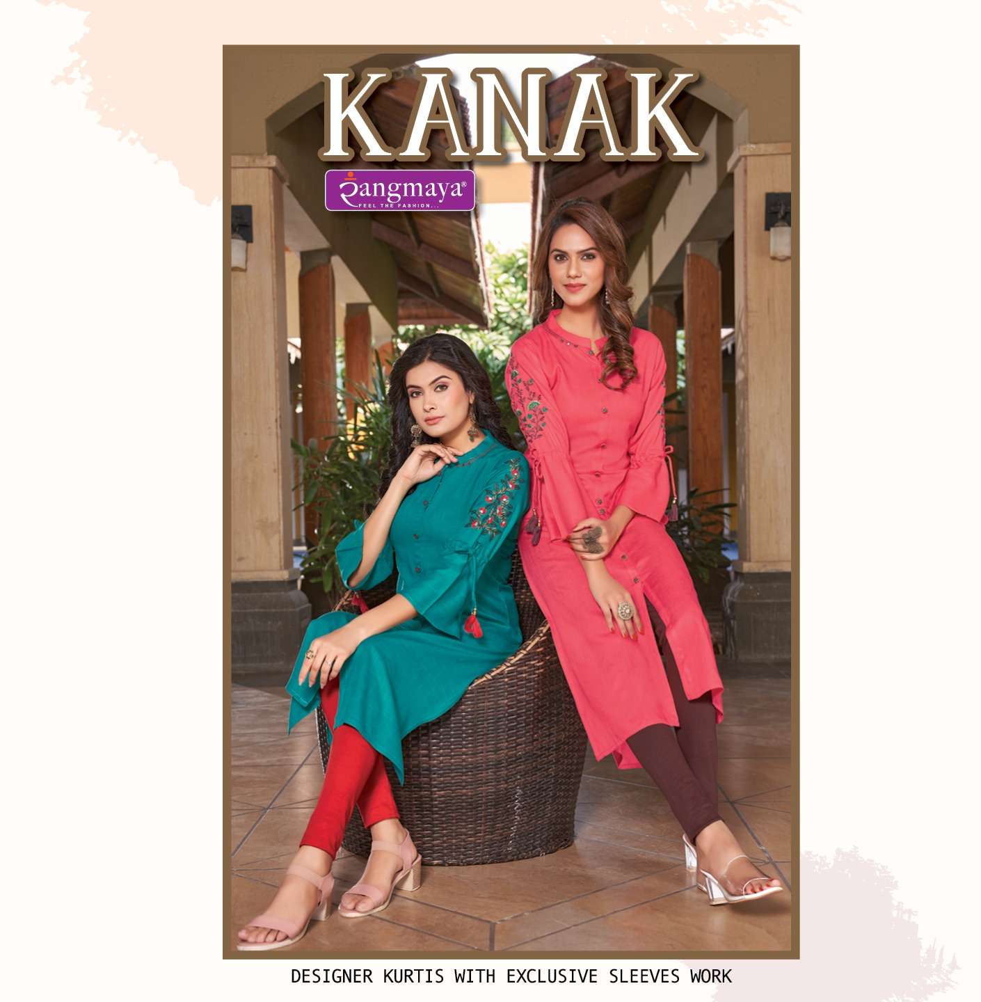 KANAK BY RANGMAYA 101 TO 108 SERIES RAYON SLUB WORK KURTIS