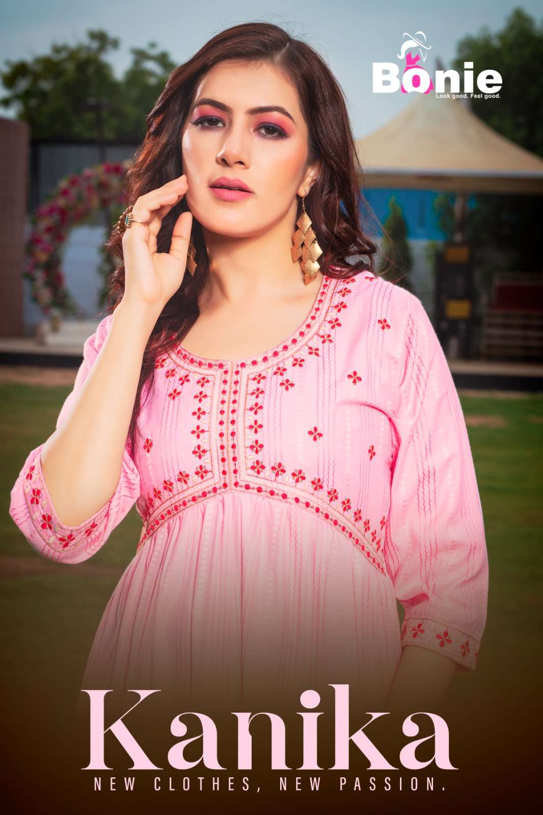 KANIKA BY BONIE 101 TO 106 SERIES RAYON EMBROIDERY WORK KURTIS