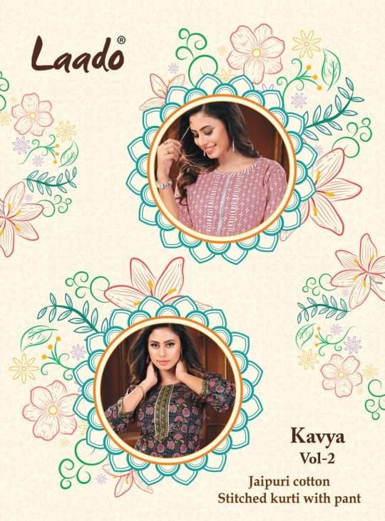 KAVYA VOL-2 BY LAADO 2001 TO 2008 SERIES PURE COTTON PRINT KURTI AND PANTS