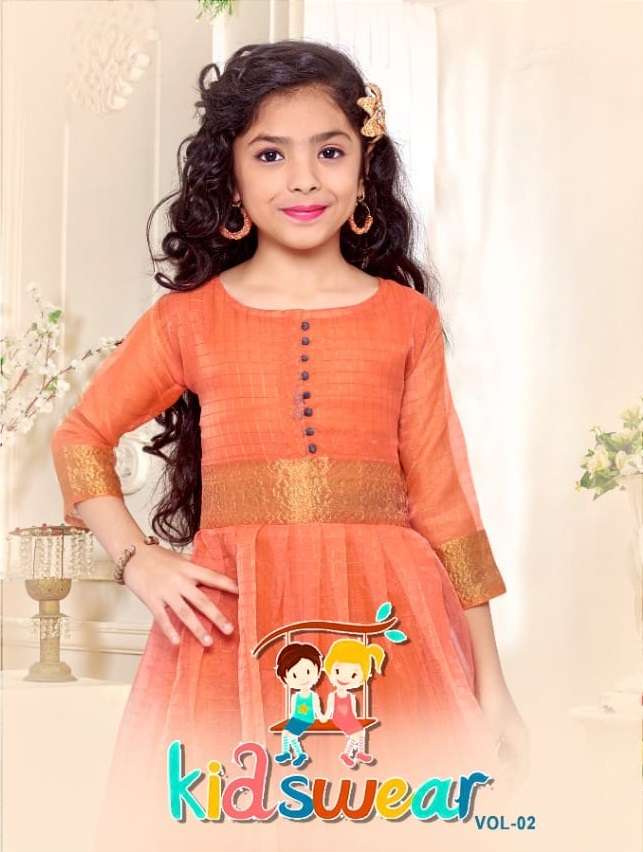 KIDSWEAR VOL-2 BY AQSAWHOLESALE 1001 TO 1006 SERIES ORGANZA ZARI WORK KIDS FROCKS