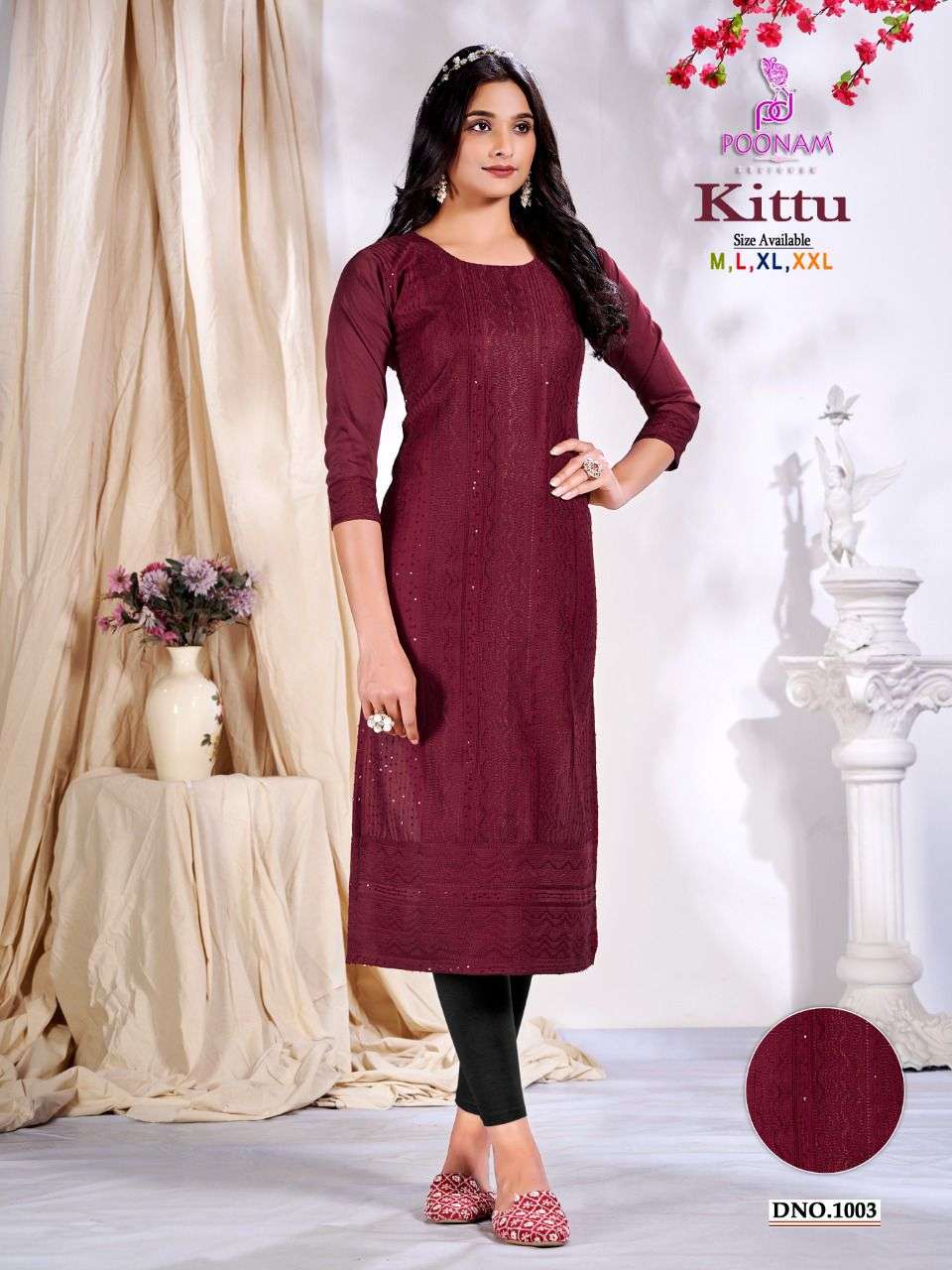 KITTU BY POONAM DESIGNER 1001 TO 1004 SERIES MODAL SILK CORSET WORK KURTIS