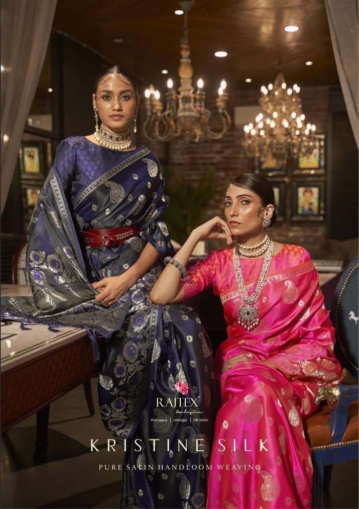 KRISTINE SILK BY RAJTEX 288001 TO 288006 SERIES PURE SATIN SILK FESTIVE WEAR SAREES