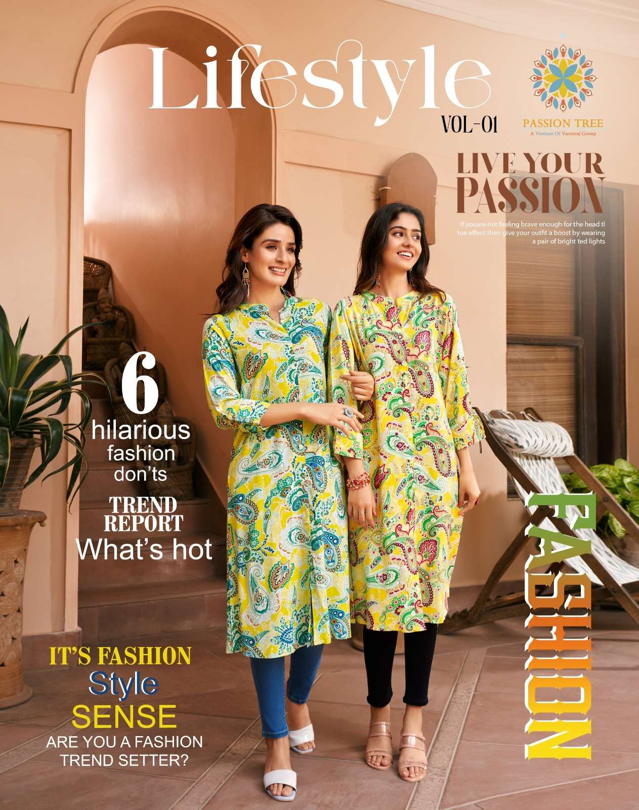 LIFESTYLE VOL-1 BY PASSION TREE 1001 TO 1006 SERIES HEAVY RAYON PRINT KURTIS